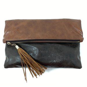 Shiraleah Foldover Tassel Clutch, Brown